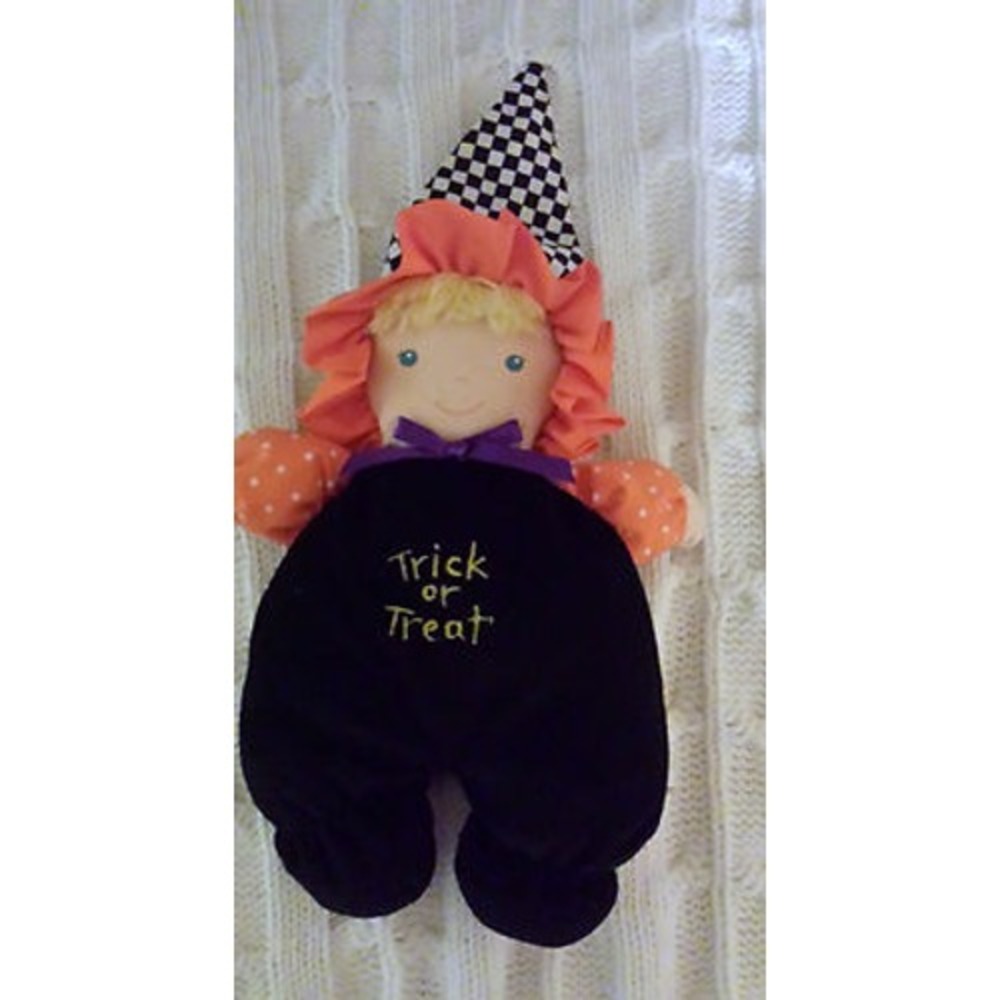 Halloween Witch Lovey Rag Doll 12" Trick or Treat Plush Primitive Deco